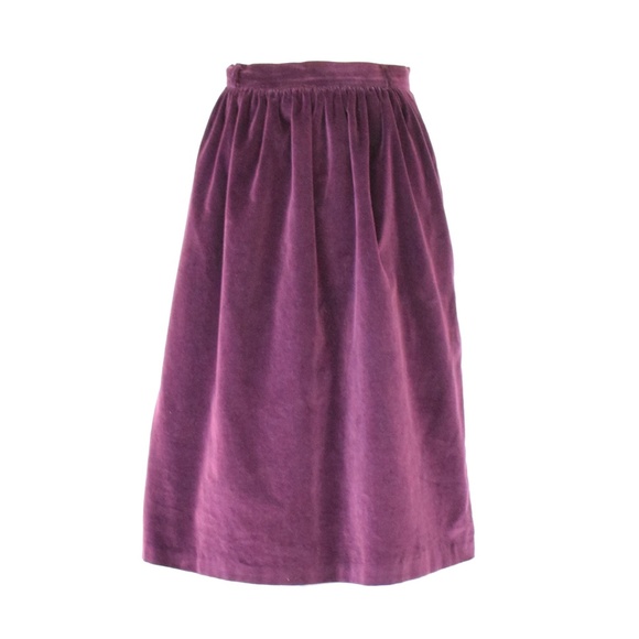 Vintage Dresses & Skirts - VINTAGE Purple Velvet A-line Midi Skirt